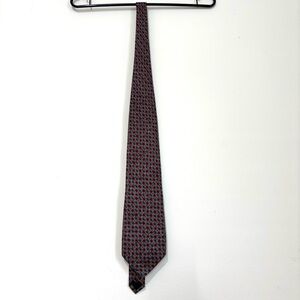 Nordstrom Hand Made in Italy Vintage Red Gray100% silk geometric patten Neck Tie